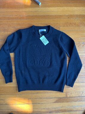Loewe Black Embossed Logo Crewneck Sweater